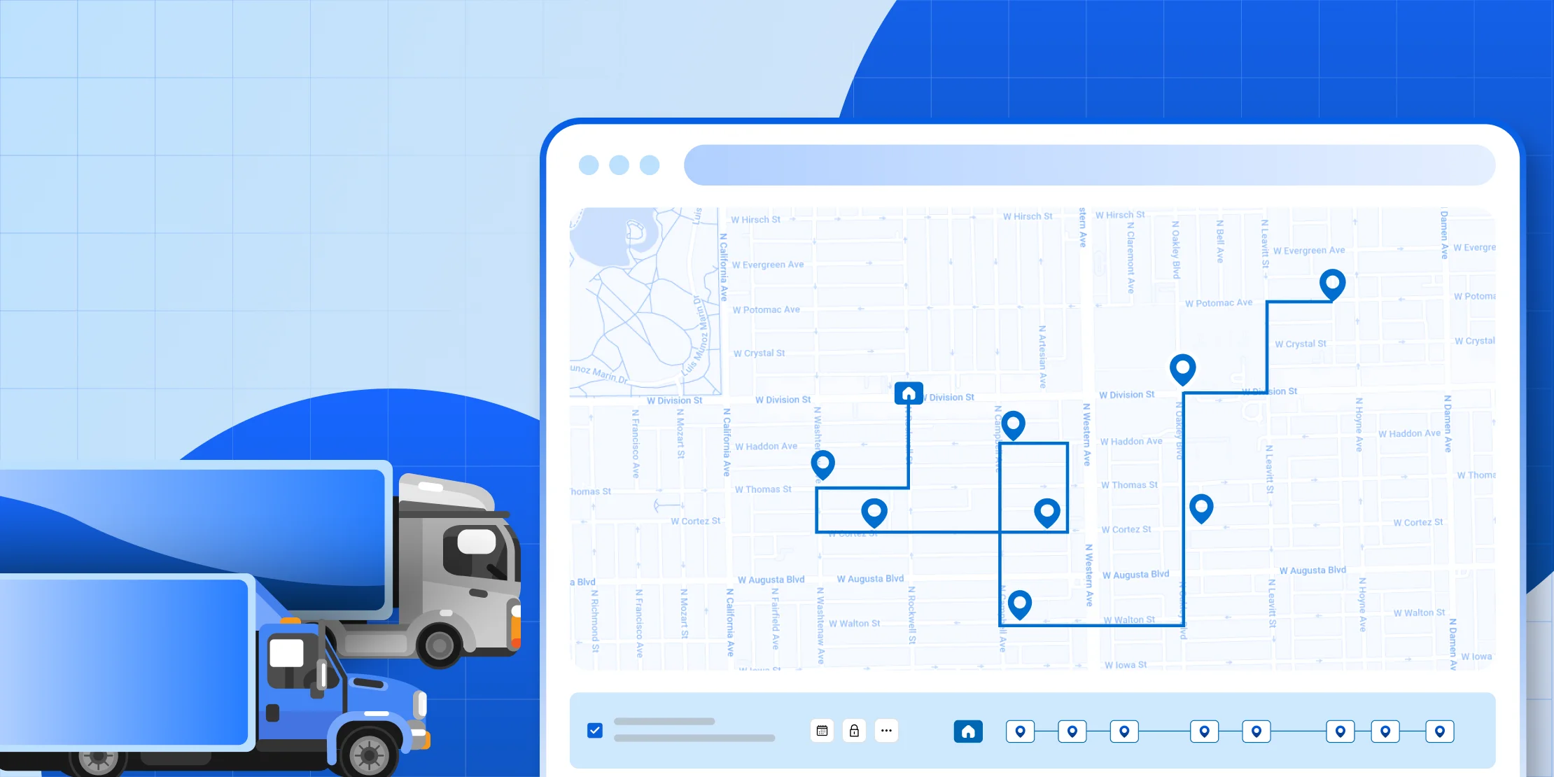 Fleet of vehicles with management dashboard